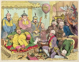 Diplomatiquen ja hänen sarjansa vastaanotto Pekinin hovissa, n. 1793 (värietsaus)